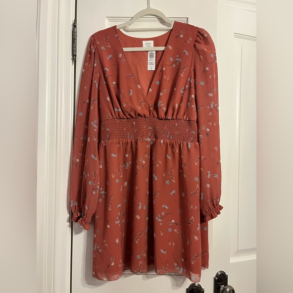 Spring Medley Red Aritzia V Neck Wistful Dress Large Wilfred - Picture 1 of 6